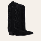 So and Ro - shoes and more - XTI Tifa black microsuede western boots with fold-over cuff and decorative studs