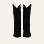 So and Ro - shoes and more - Tifa black microsuede western boots with fold-over cuff, pointed toe, and stud details.