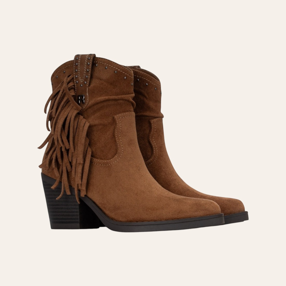 So and Ro - shoes and more - Francis brown microsuede western ankle boots with fringe detail and stud accents
