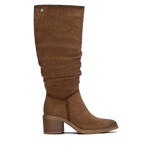 So and Ro - shoes and more - Amber brown microsuede knee-high slouch boots with a block heel