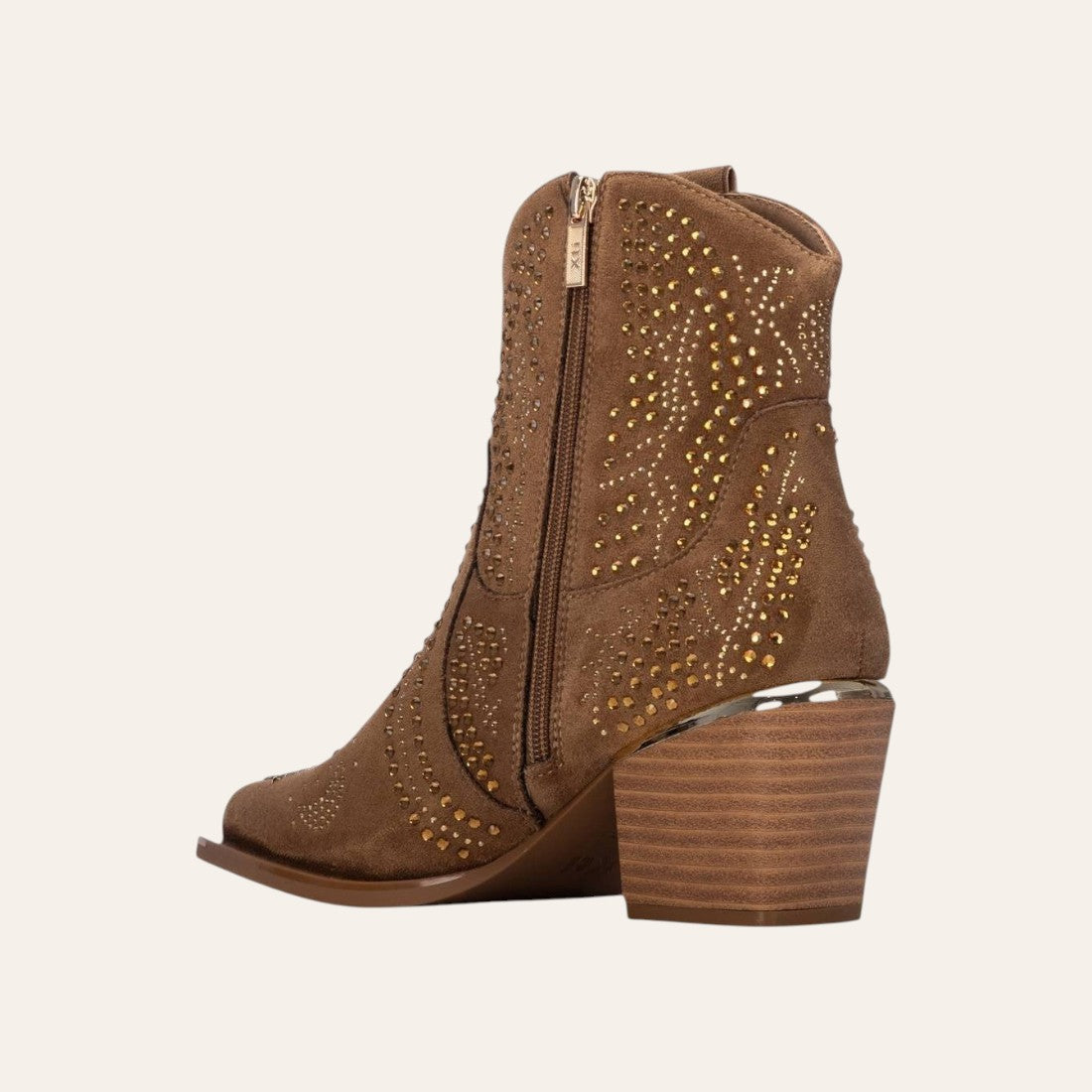 So and Ro - shoes and more - Sarah brown microsuede western ankle boots with decorative gold studs and block heel