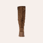 So and Ro - shoes and more - Amber bruine laars met hak van microsuede, achterkant met ritssluiting