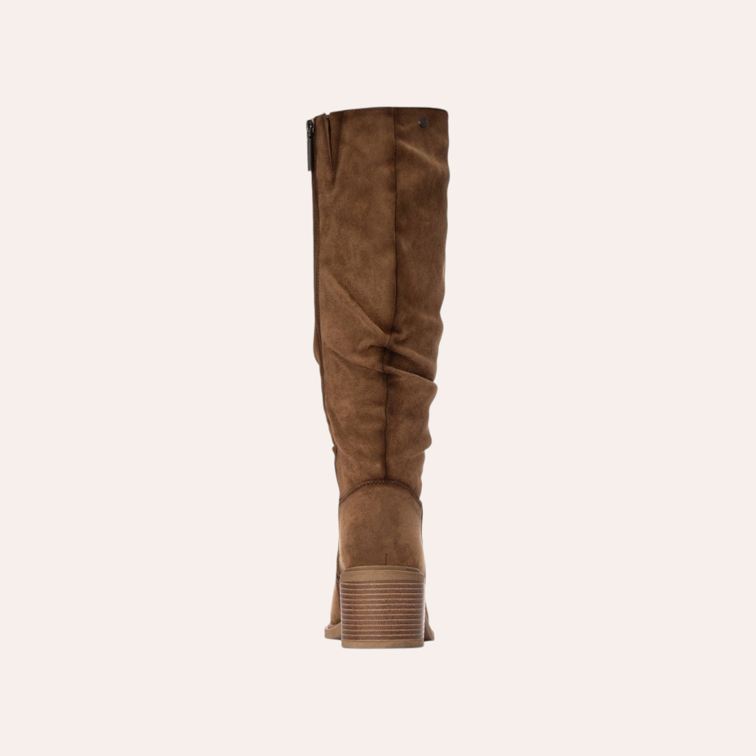 So and Ro - shoes and more - Amber bruine laars met hak van microsuede, achterkant met ritssluiting