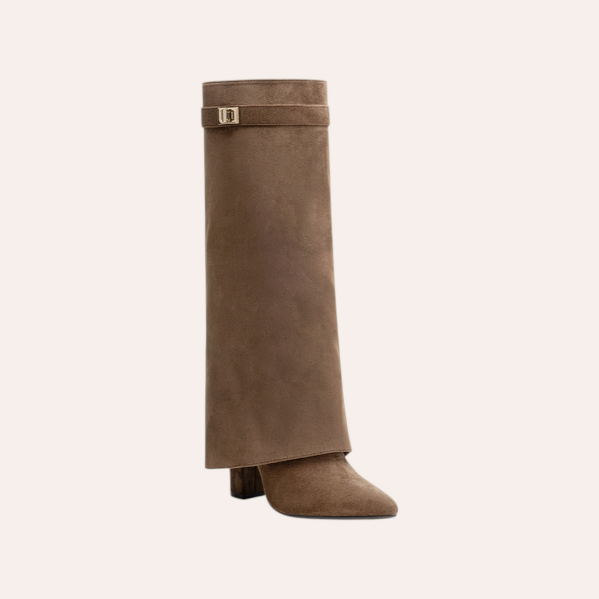So and Ro - shoes and more - Aya bruine omslaglaarzen met spitse neus, blokhak en decoratieve gesp op de schacht