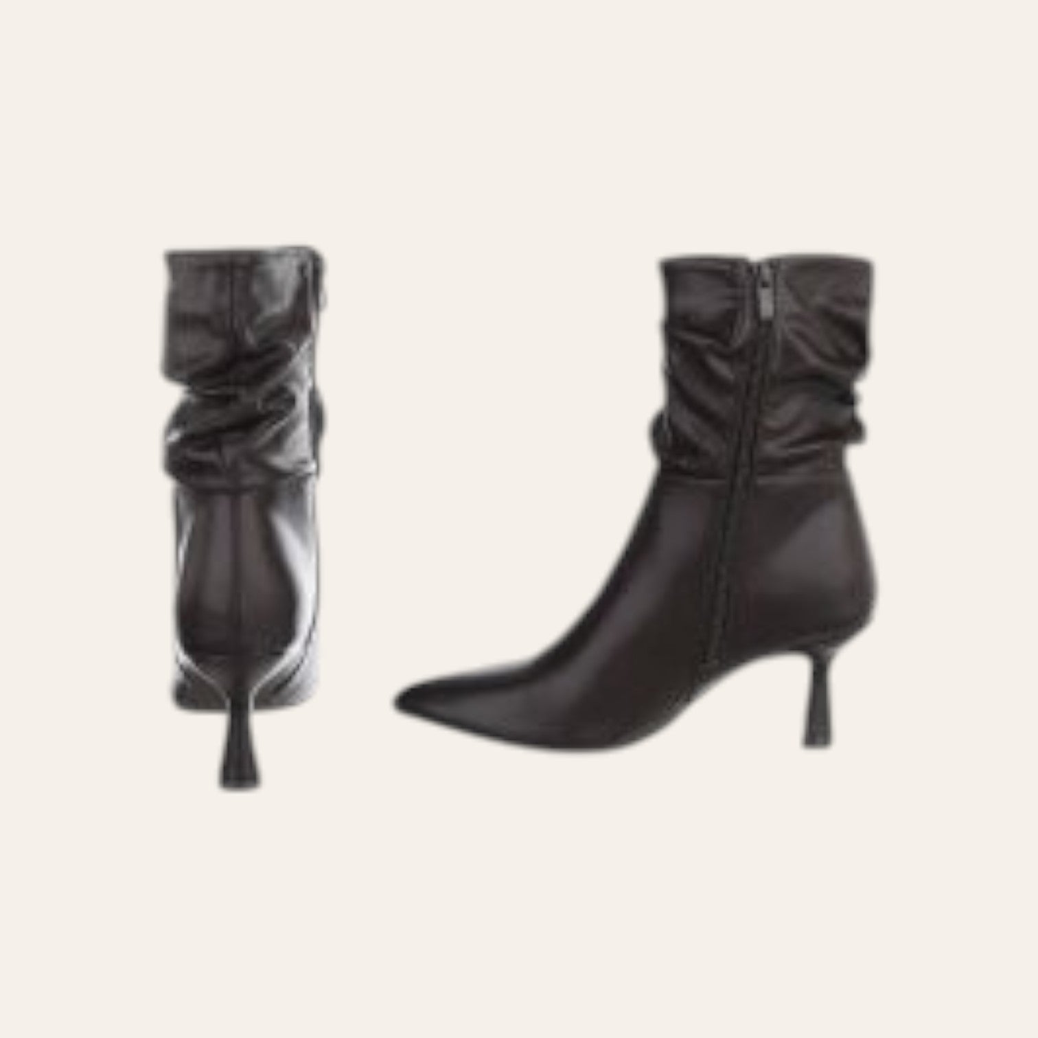 So and Ro - shoes and more - Chris bruine stiefeletten in lederlook met geplooide schacht en elegante kitten heel.