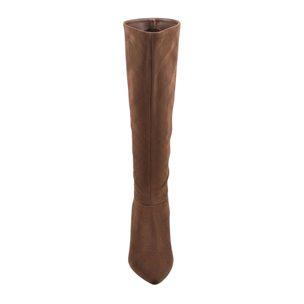So and Ro - shoes and more - Tessa laars in bruin leder look met spitse neus en elegante kitten heel
