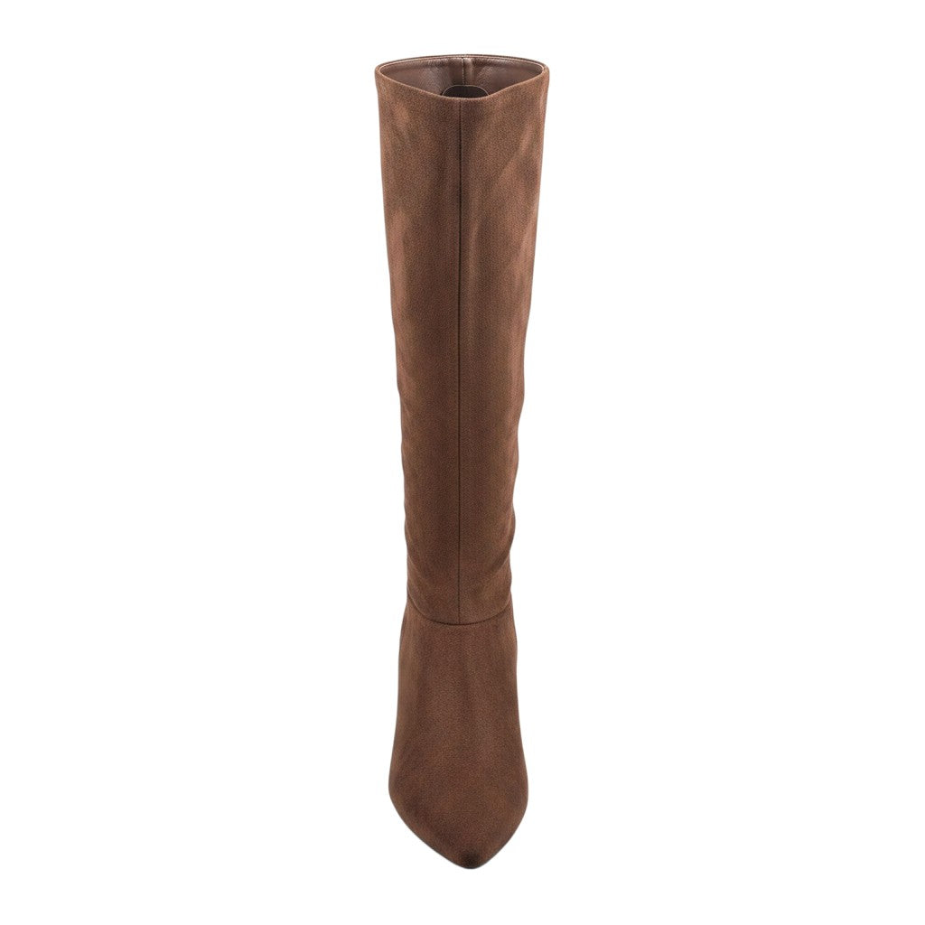 So and Ro - shoes and more - Tessa laars in bruin leder look met spitse neus en elegante kitten heel