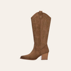 So and Ro - shoes and more - Wiona bruine western laars met strassteentjes en blokhak
