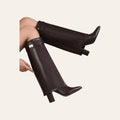 So and Ro - shoes and more - Sophia dark brown faux leather knee-high boots with pointed toe and block heel