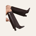 So and Ro - shoes and more - Sophia dark brown faux leather knee-high boots with pointed toe and block heel
