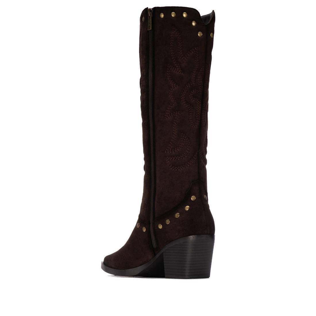 So and Ro - shoes and more - Christa dark brown microsuede western boots with side zipper and gold stud detailing