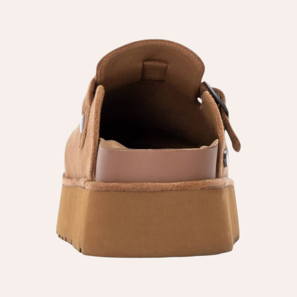 So and Ro - shoes and more - REFRESH Sammie bruine dames pantoffels met plateauzool, achteraanzicht