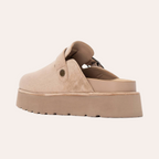 So and Ro - shoes and more - REFRESH Sammie beige dames pantoffels met plateauzool en suède-look afwerking