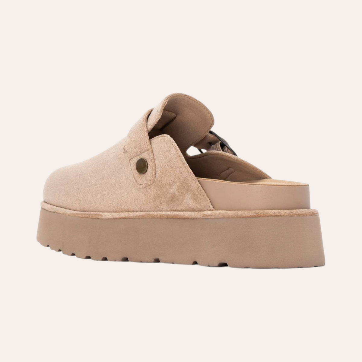 So and Ro - shoes and more - REFRESH Sammie beige dames pantoffels met plateauzool en suède-look afwerking