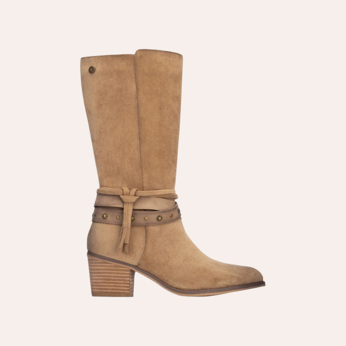 So and Ro - shoes and more - REFRESH Steffi beige western laarzen in suède-look met blokhak en decoratieve bandjes
