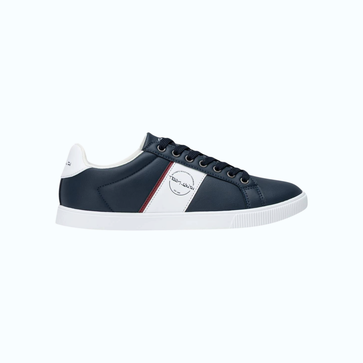 So and Ro - shoes and more - Teddy Smith Alex donkerblauwe herensneaker met witte zool en rood accent