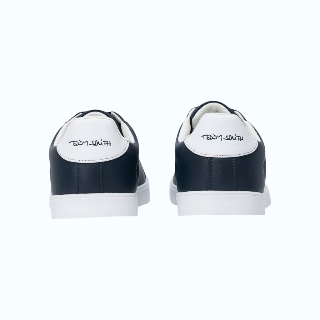 So and Ro - shoes and more - Teddy Smith Alex herensneakers in donkerblauw met witte hiel en merklogo op de achterkant