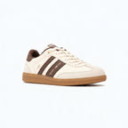 So and Ro - shoes and more - Teddy Smith Frans herensneakers in wit en bruin met retro design en rubberen zool