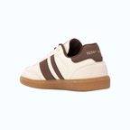 So and Ro - shoes and more - Teddy Smith Frans herensneakers in wit en bruin met retro zool en vetersluiting