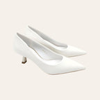 So and Ro - shoes and more - Bernadine white pointed-toe pumps with a comfortable kitten heel in smooth leather look