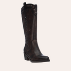 So and Ro - shoes and more - Winnie dark brown faux leather western cowboy boots with decorative stud detailing