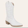 So and Ro - shoes and more - Carla witte cowboylaarzen met geborduurde western details en een blokhak.
