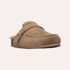 So and Ro - shoes and more - XTI Saria beige instapsloffen met pluizige voering, goudkleurige gesp en stiksel