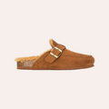So and Ro - shoes and more - XTI Saria bruine instapsloffen met pluizige voering, goudkleurige gesp en kurkzool