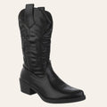 So and Ro - shoes and more - Carla zwarte cowboylaarzen met lederlook, borduurwerk en blokhak
