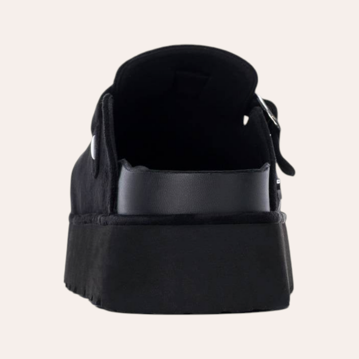 So and Ro - shoes and more - REFRESH Sammie zwarte dames pantoffels met plateauzool, achteraanzicht