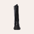 So and Ro - shoes and more - REFRESH Bobiker zwarte hoge bikerboots met ritssluiting en logo detail op de achterkant