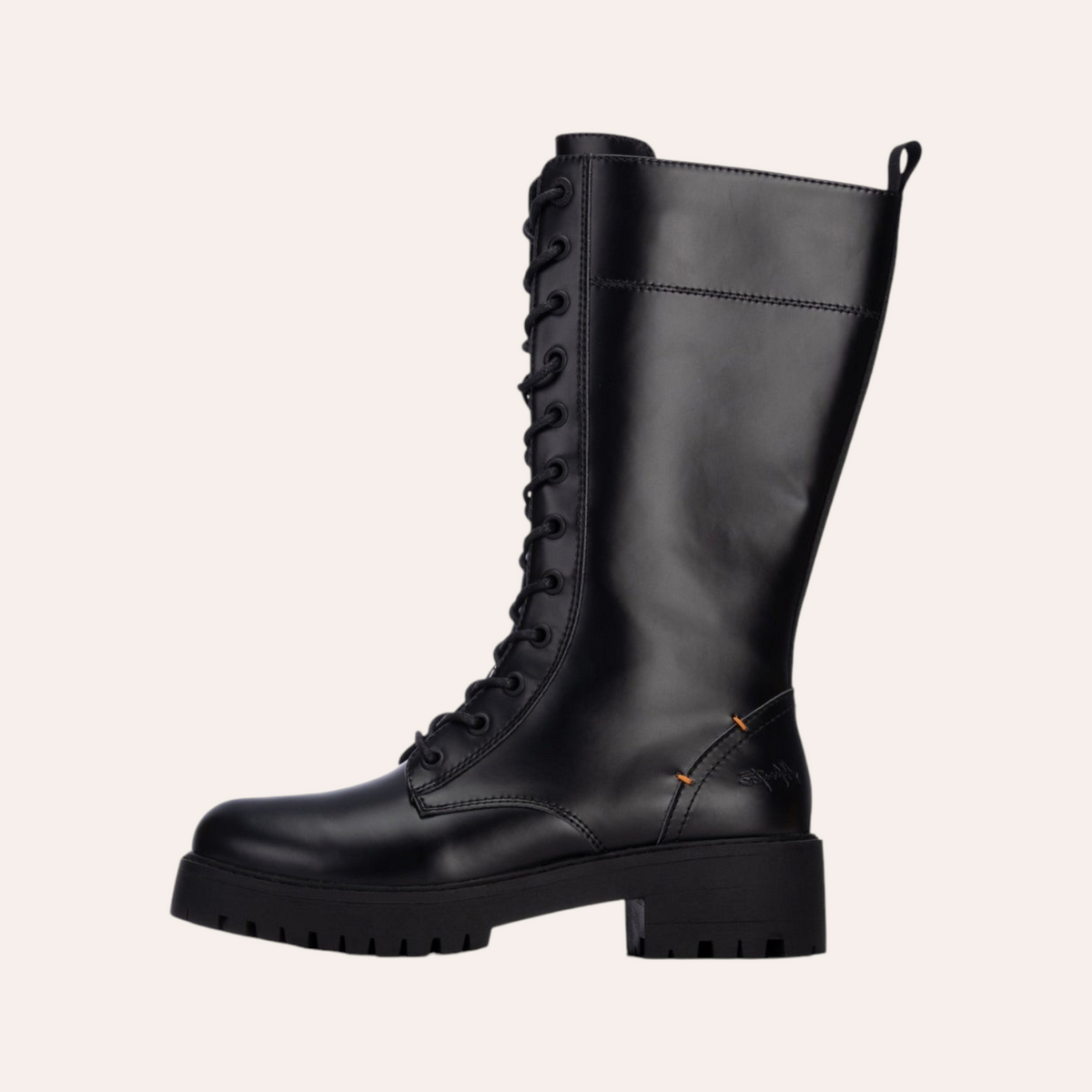 So and Ro - shoes and more - REFRESH Bobiker zwarte hoge veterlaarzen met robuuste profielzool en biker-stijl