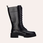 So and Ro - shoes and more - REFRESH Bobiker zwarte hoge veterboots met robuuste profielzool en lederlook afwerking