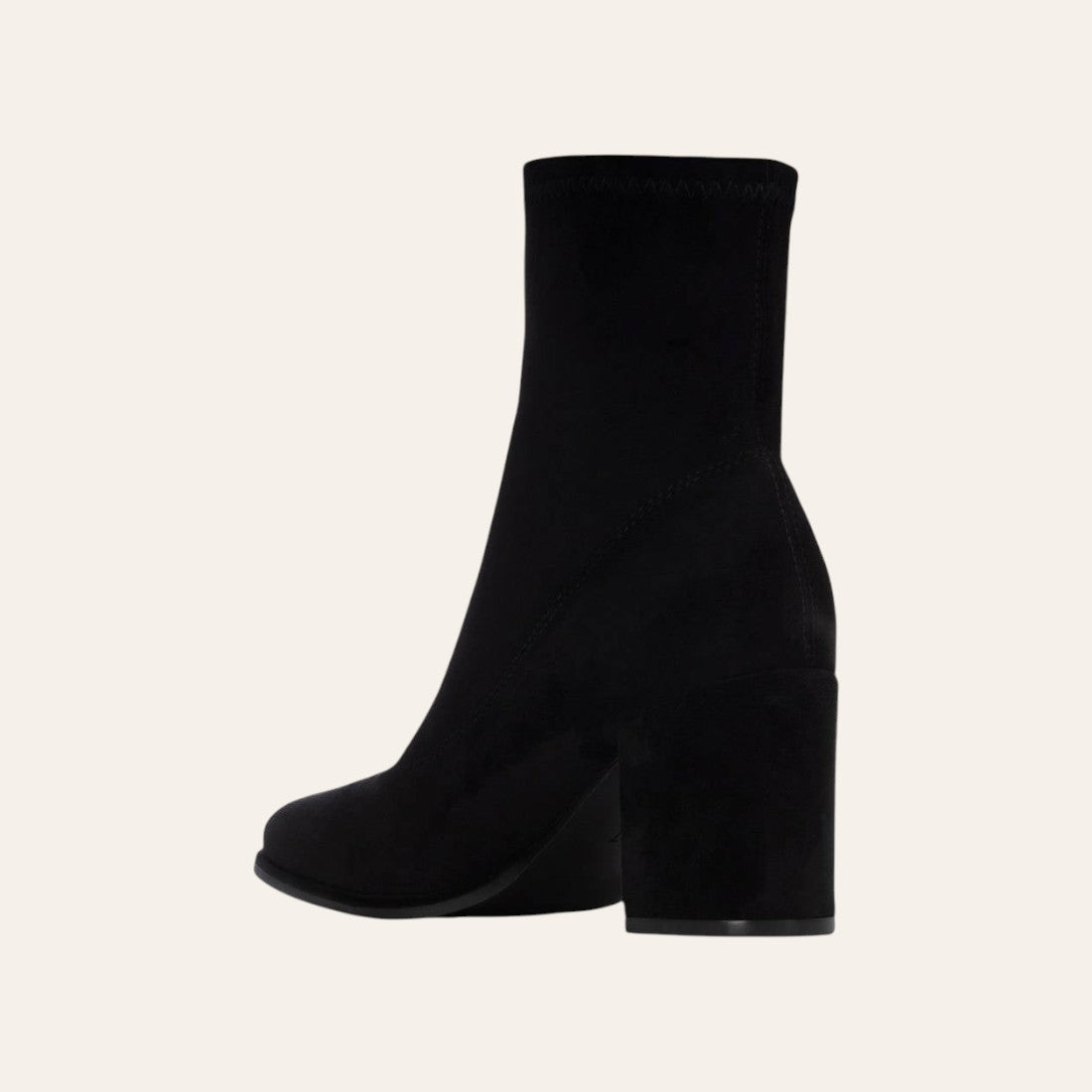 So and Ro - shoes and more - Elanor zwarte enkellaarsjes van microsuède met stretchschacht en stabiele blokhak