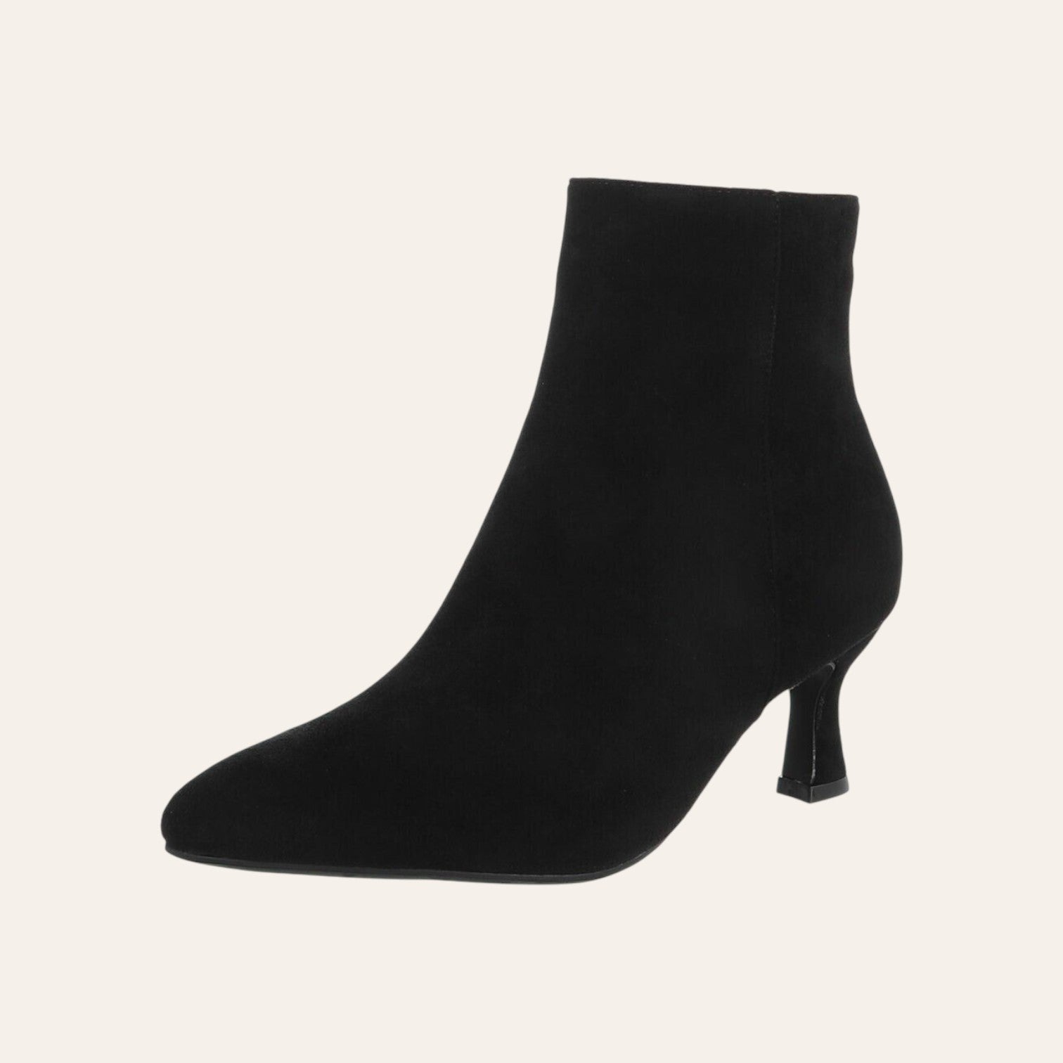 So and Ro - shoes and more - Caroline zwarte enkellaarsjes van microsuède met spitse neus en elegante kitten heel
