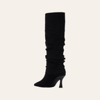 So and Ro - shoes and more - Rebecca kniehoge zwarte laars van microsuede met een elegante kitten heel