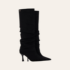So and Ro - shoes and more - Rebecca kniehoge zwarte laarzen van microsuede met een elegante kitten heel