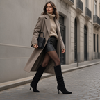 So and Ro - shoes and more - Rebecca zwarte kniehoge microsuede laarzen met kitten heel en slouchy pasvorm