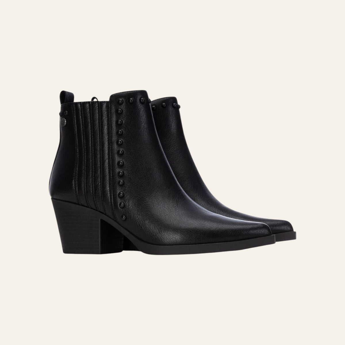So and Ro - shoes and more - Xenia zwarte western enkellaarsjes van lederlook met blokhak en ritssluiting