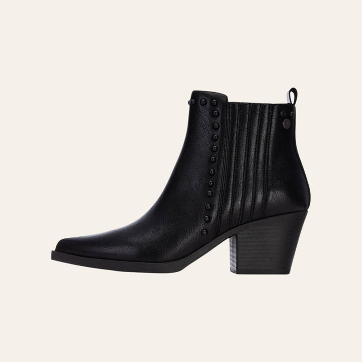 Xenia Western Enkellaarsje – Zwart Lederlook