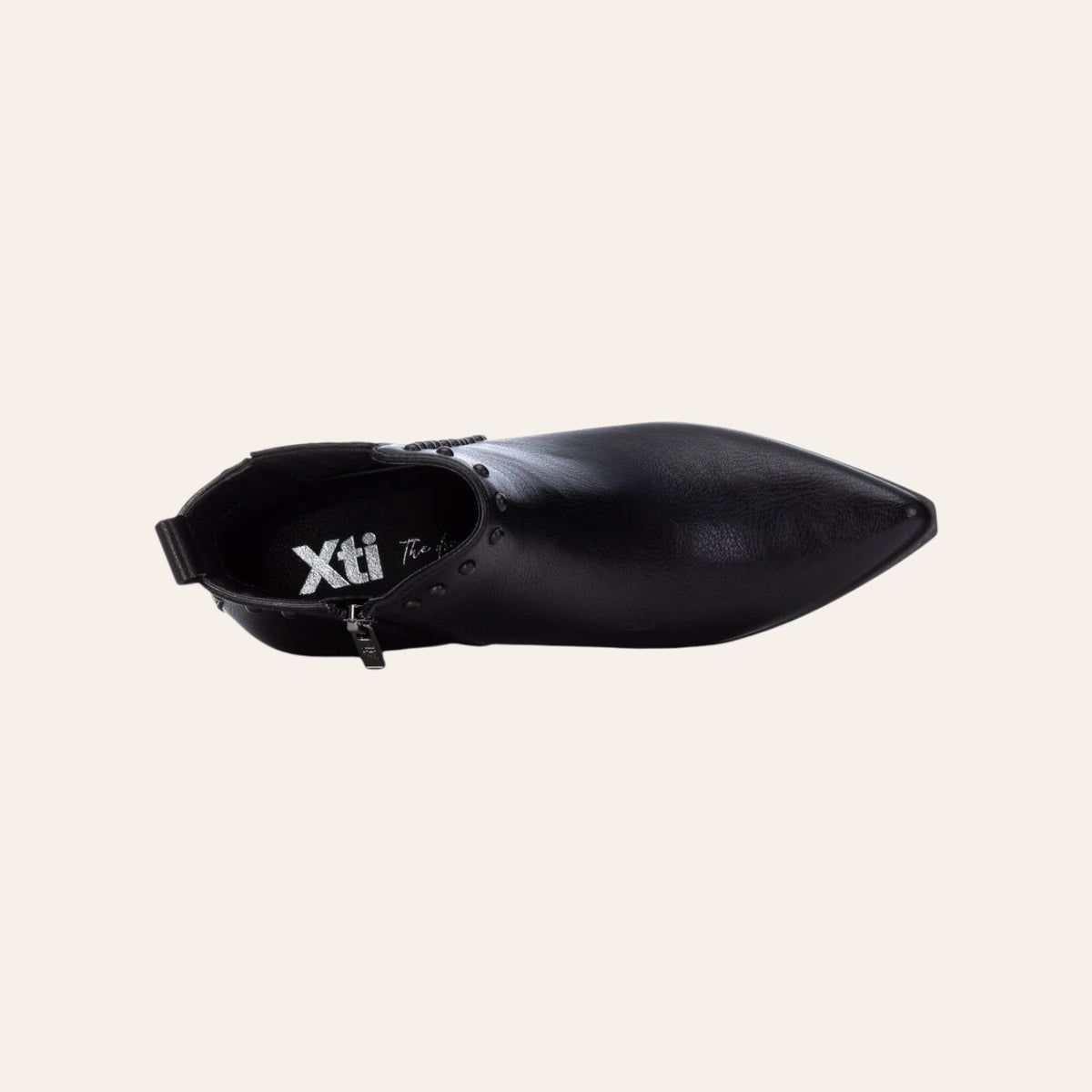 So and Ro - shoes and more - Xenia zwarte western enkellaarsjes in lederlook met ritssluiting en puntige neus