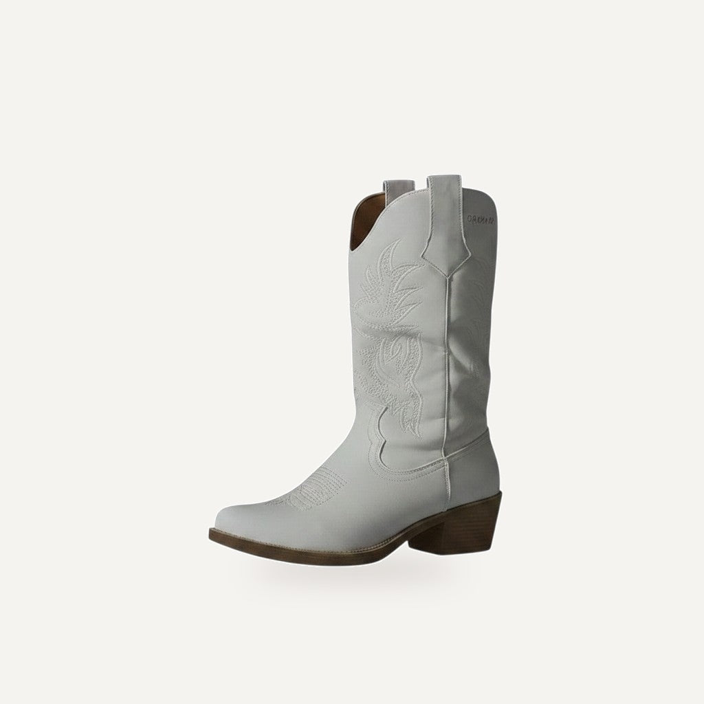 Witte embroidered cowboy laarzen dames met elegante afwerking - festival boots