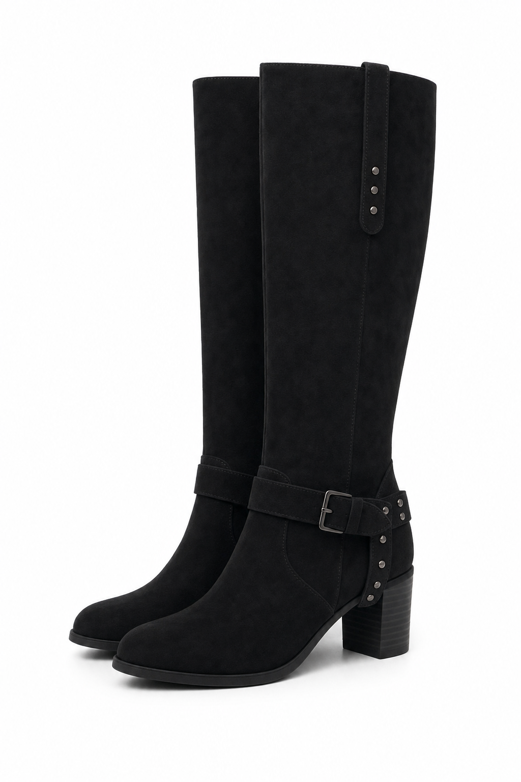 Boho Buckle Boot Zwart – Kniehoge Laars met Hak