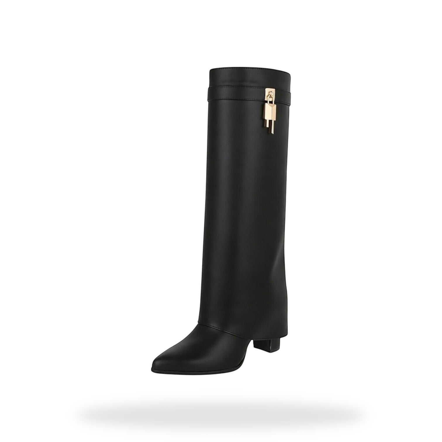 Tall Knee High Boots met Gesp – Zwart Leder Look | Dames Laarzen