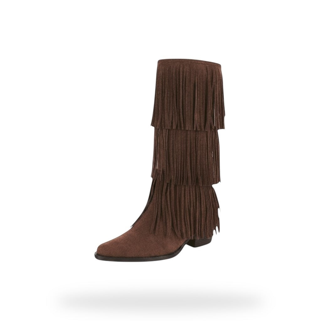 Fringe Knee High Boots – Bruin Suède Look | Boho Festival Laarzen Dames