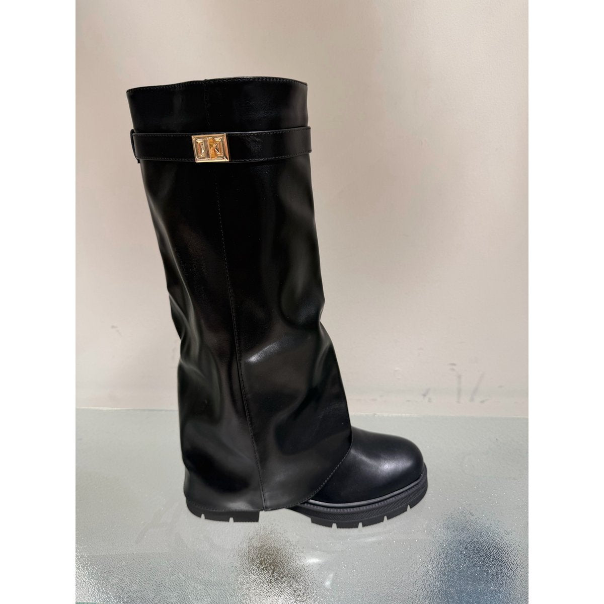 Céline Boot Zwart PU-leer – Zijaanzicht