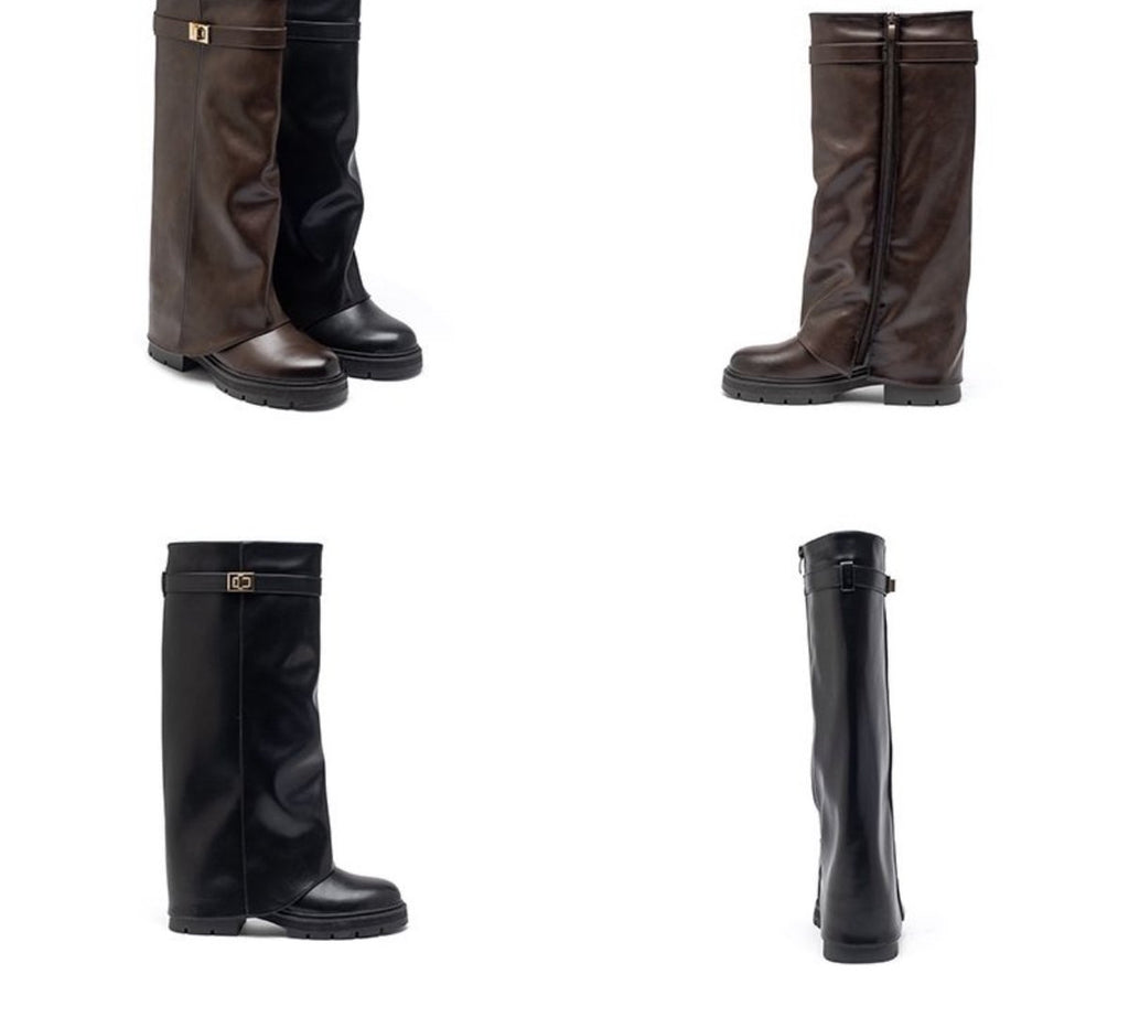 Céline Boot PU-leer Collage – Zwart & Donkerbruin