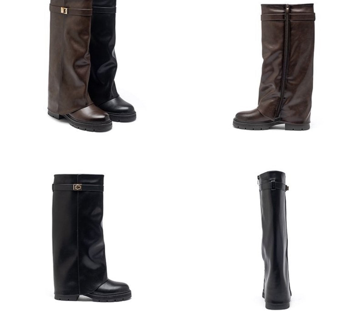 Céline Boot PU-leer Collage – Zwart & Donkerbruin