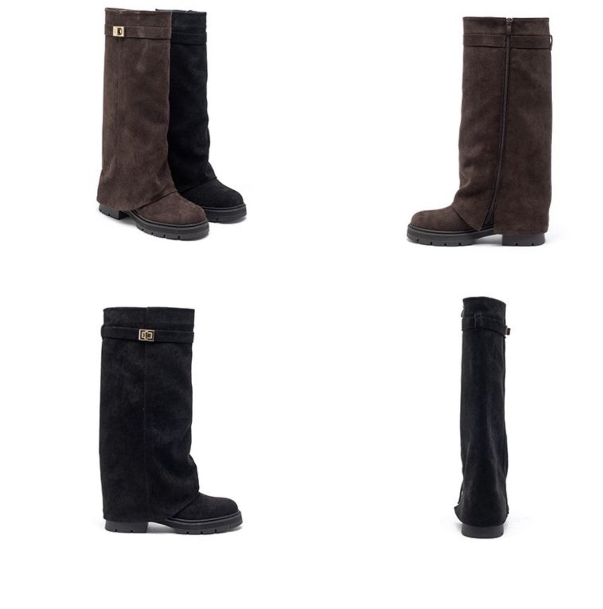 Céline Boot Microsuède Collage – Zwart & Donkerbruin