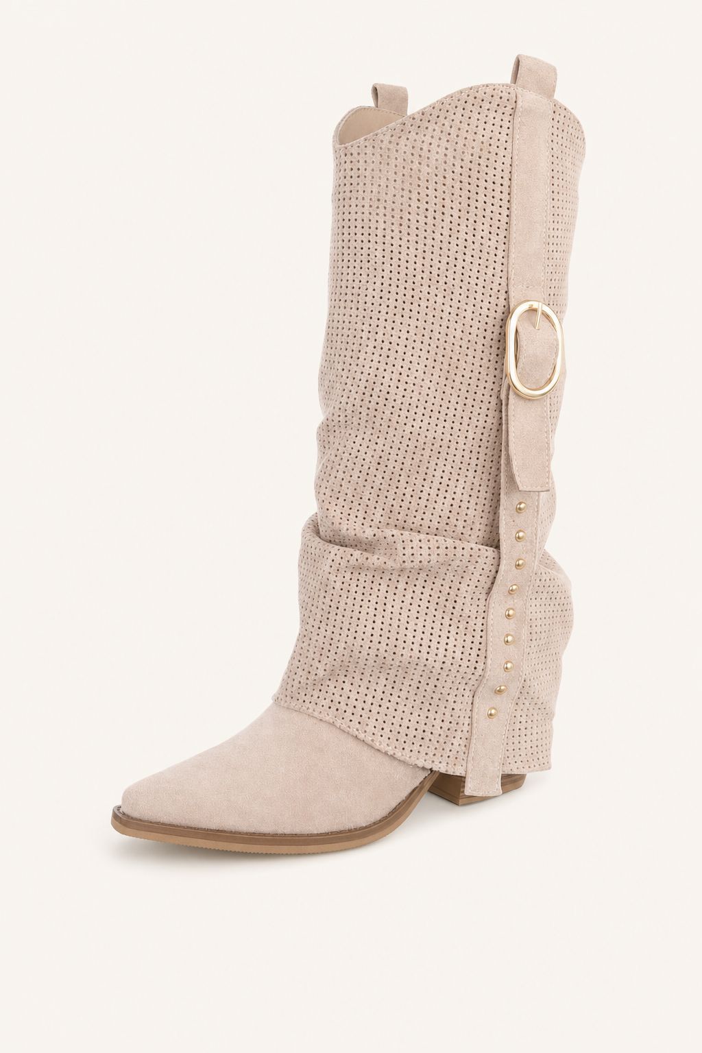 Beige kniehoge Cemi Boot laarzen voor dames - elegante trendy schoenen